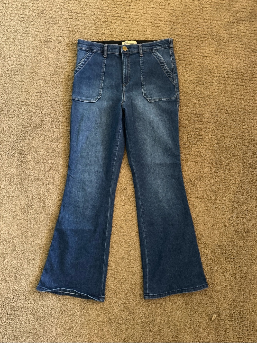 Democracy Dark Blue Flare Jeans with Front Patch Pockets